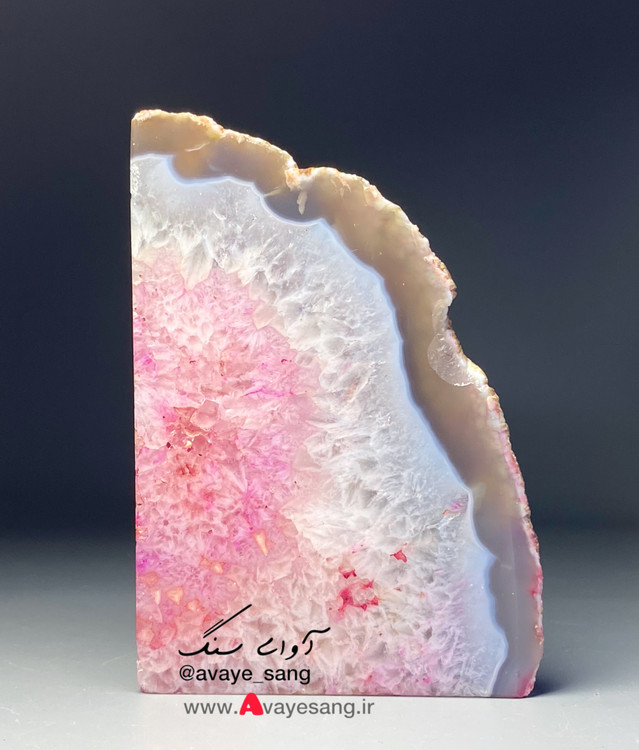 سنگ راف کوارتز عقیق برزیلی صورتی سفید با لایه نازکی از عقیق